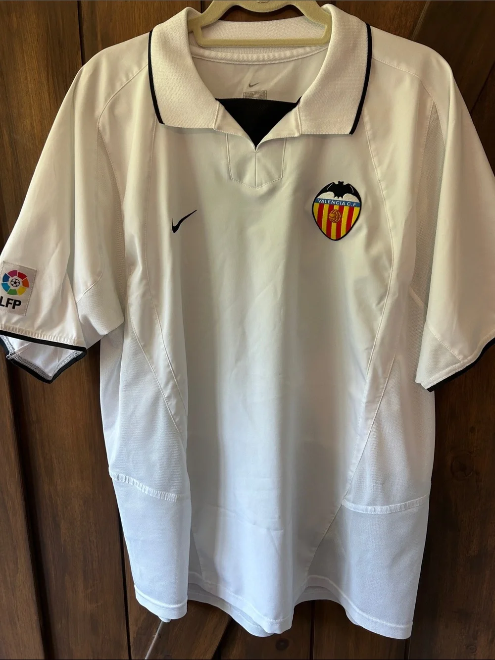 Spain Nike White Valencia CF Short Sleeve Soccer Jersey with Black Trim
